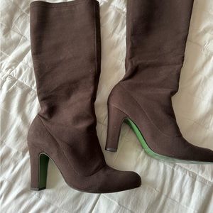 Boden mid calf brown suede pull up boots